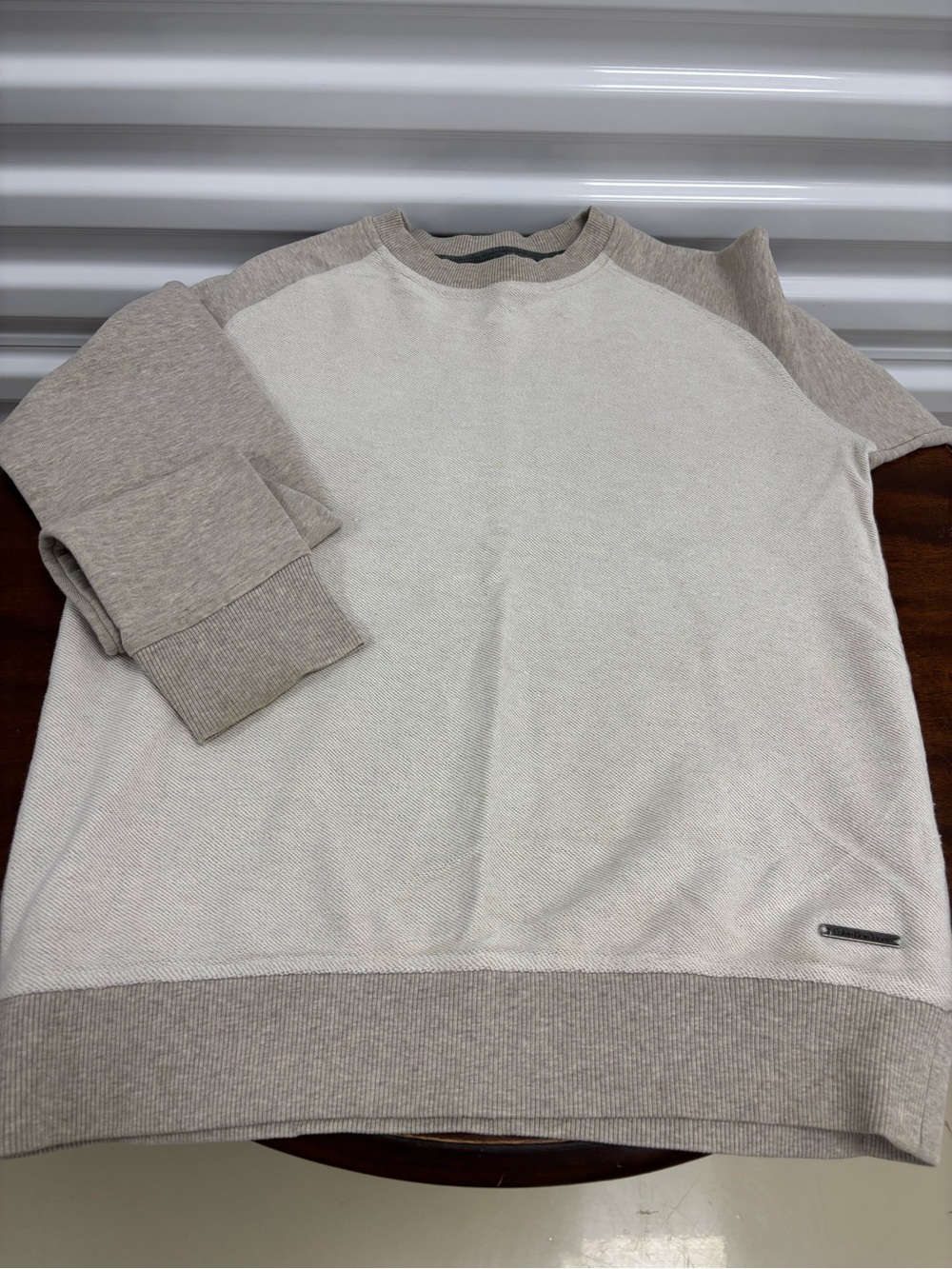 Calvin Klein Two-Tone Crewneck Sweatshirt in Light Gray & Cream